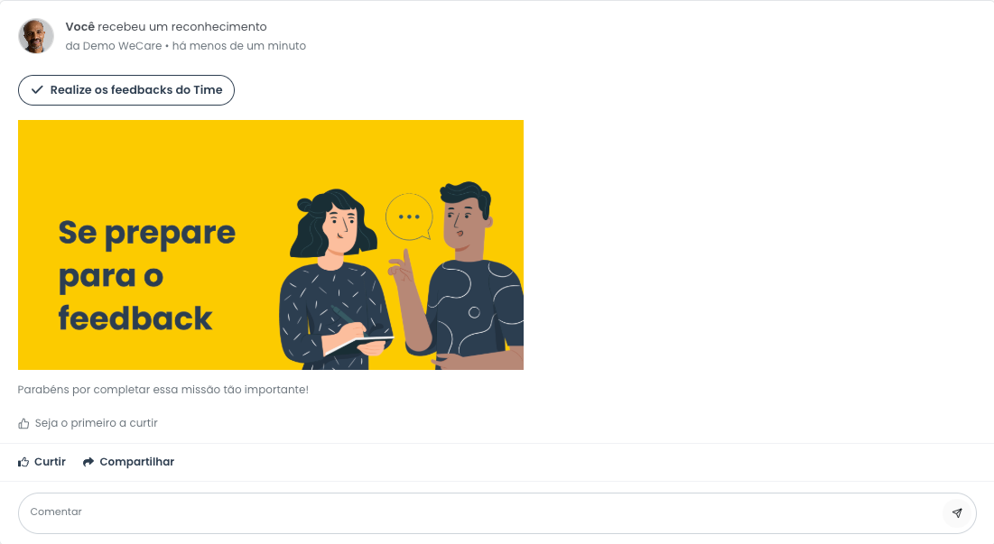 Reconhecimento pelo desafio concluido